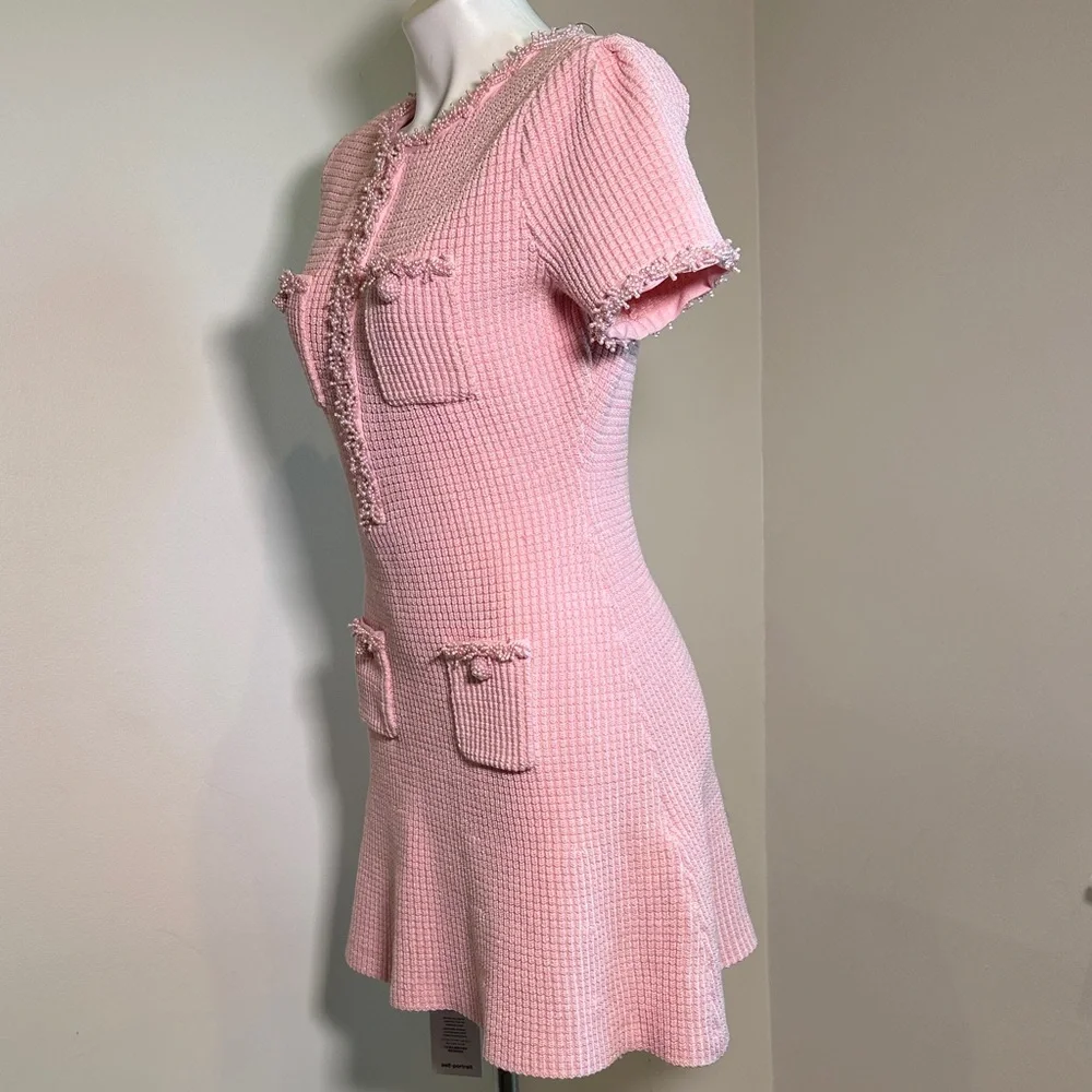 Self-Portrait Pink Textured Dress - Picture 4 of 15